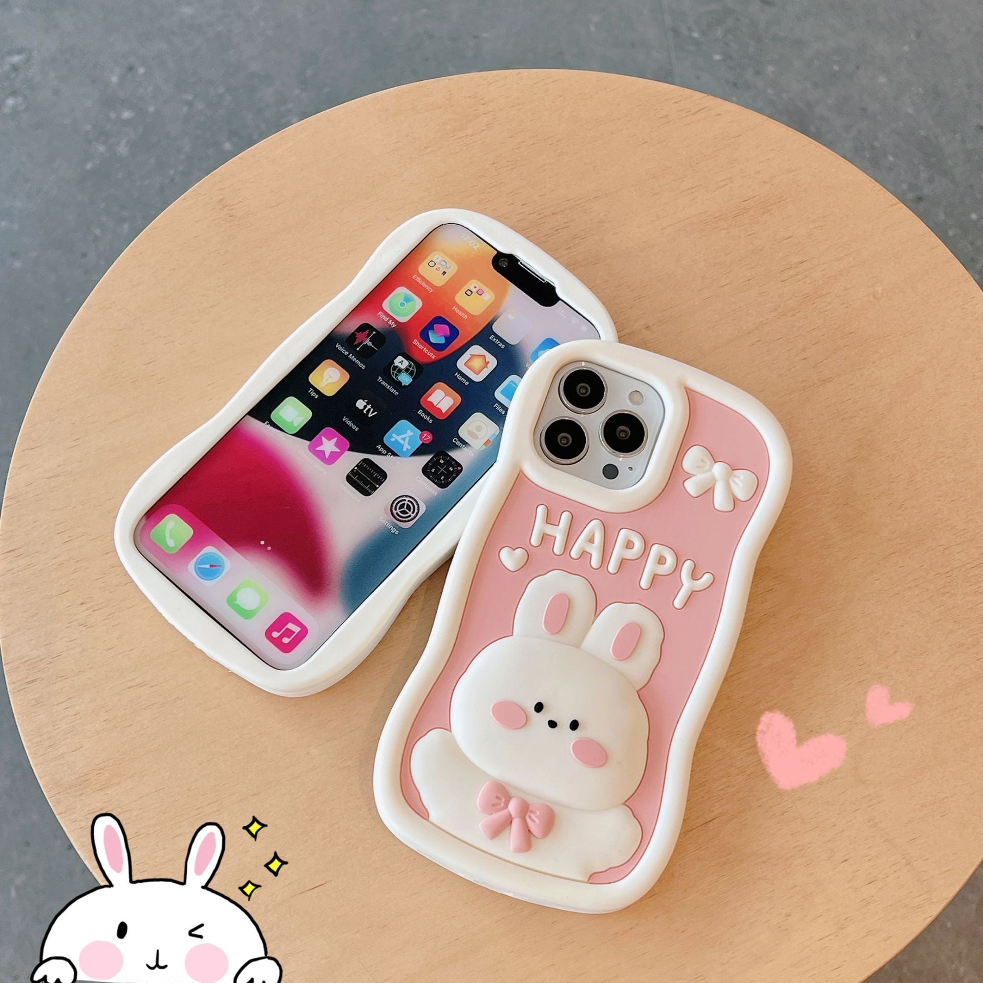 For iPhone 14 Pro Soft Silicone Phone Case Anti-drop Cover Shockproof Cell Phone Shell with Rabbit Decor For iPhone 14 Pro Soft Silicone Phone Case Anti-drop Cover Shockproof Cell Phone Shell with Rabbit Decor